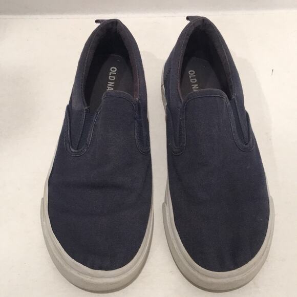 Old Navy Boys‎ Sz 3 Shoes Navy Blue Slip On Loafers Canvas Casual Preppy Neutral - Picture 2 of 11